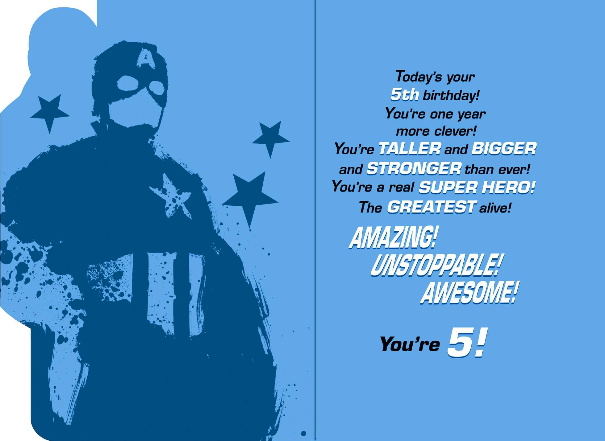 Captain America Musical 5th Birthday Card