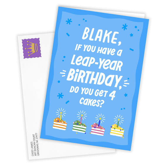 Leap Year Folded Birthday Photo Card, , large image number 2