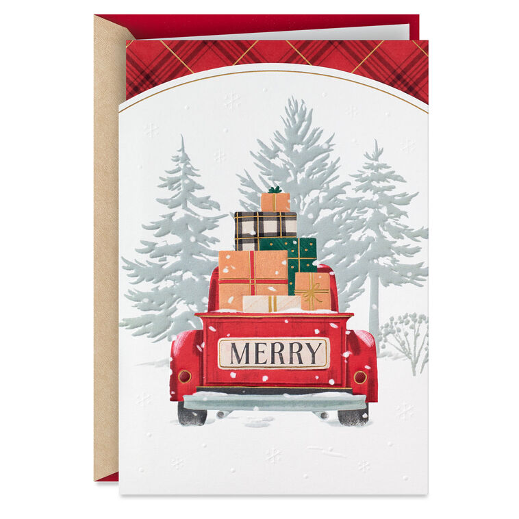 Merry Vintage Red Truck You're Loved Christmas Card