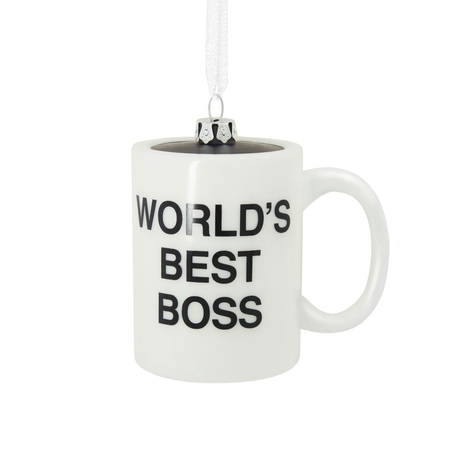 The Office World's Best Boss Coffee Mug Blown Glass Hallmark Ornament