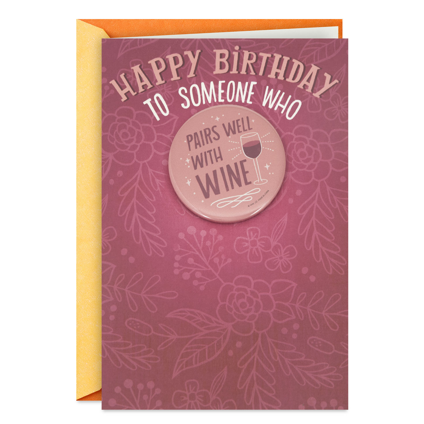 A Kick-Assy, Wine-Glassy Kind of Day Birthday Card With Detachable Button