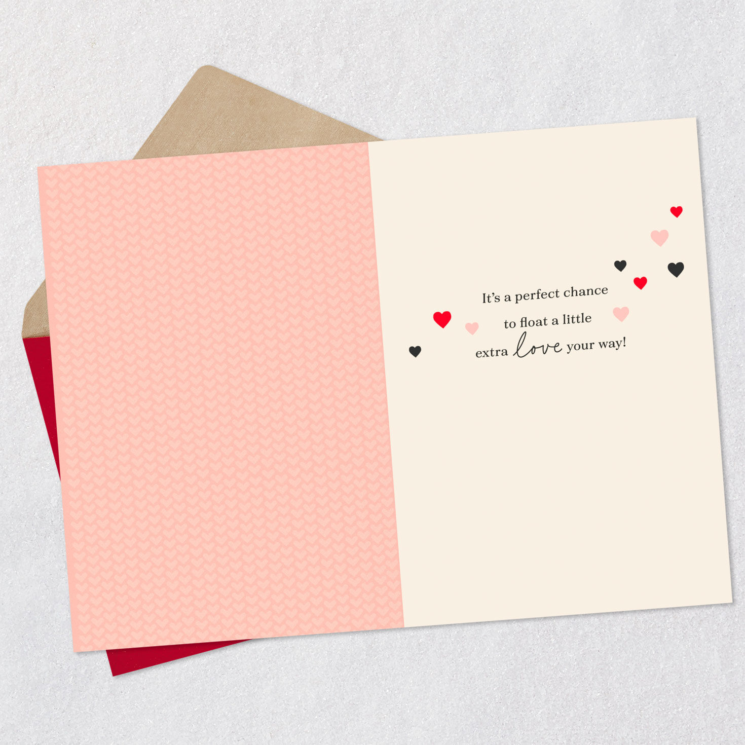 Red and Gold Heart Balloons Valentine's Day Card Open card with envelope image number 3