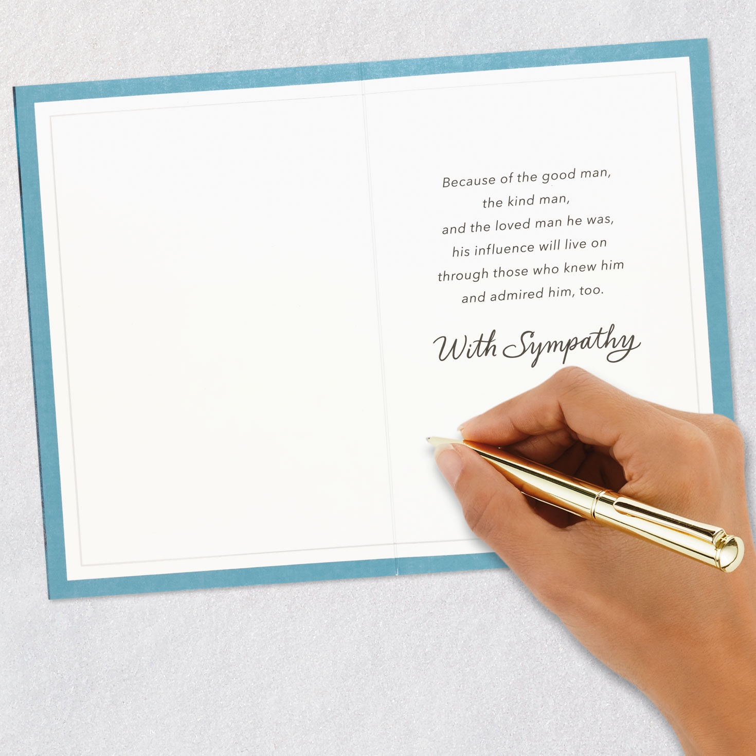 Blue and Silver Branch Sympathy Card for Uncle Signing card image number 6