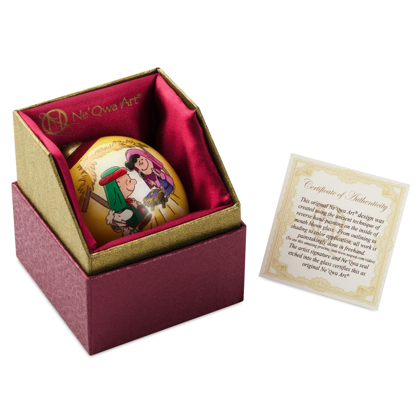 Peanuts Nativity Ne'Qwa Glass Christmas Ornament box with insert card image number 10