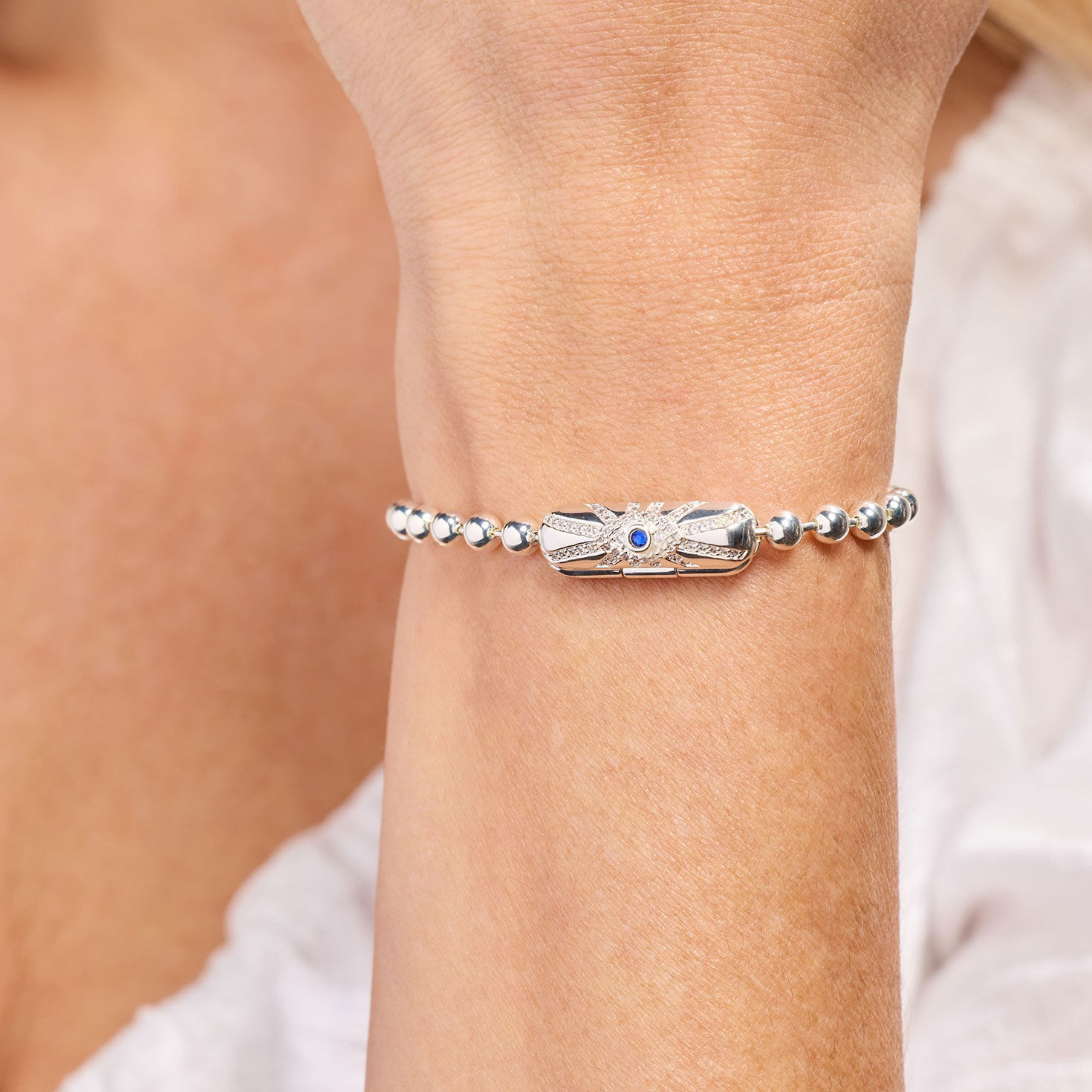 Alex And Ani Evil Eye Barrel Closure Bracelet in use image number 4