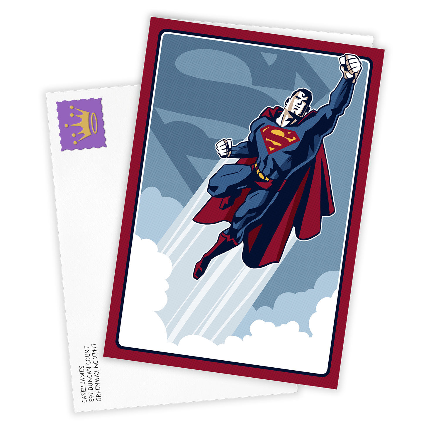 Superman Flying Personalized Birthday Card Card Front with Envelope image number 2