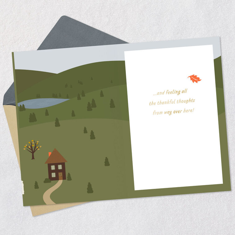 House and Trees Across the Miles Thanksgiving Card Open card with envelope image number 3