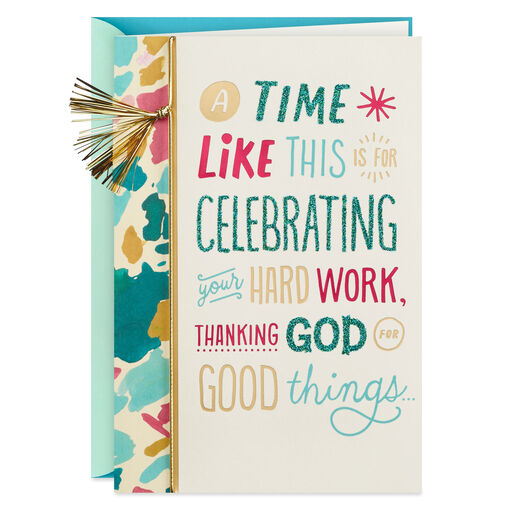 Celebrating Your Hard Work Religious Congratulations Card, 