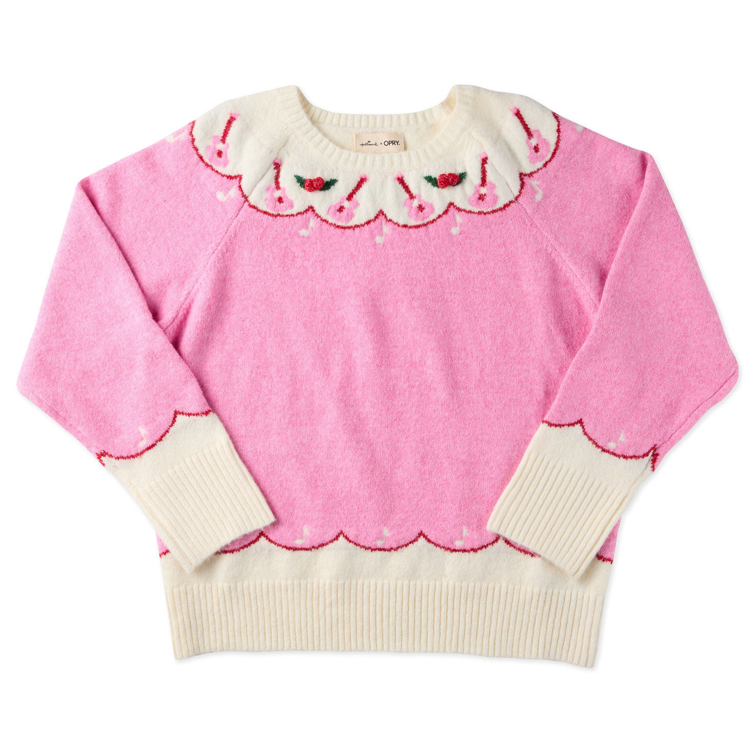 Hallmark x Opry® Guitar Fair Isle Women's Pink and Cream Sweater