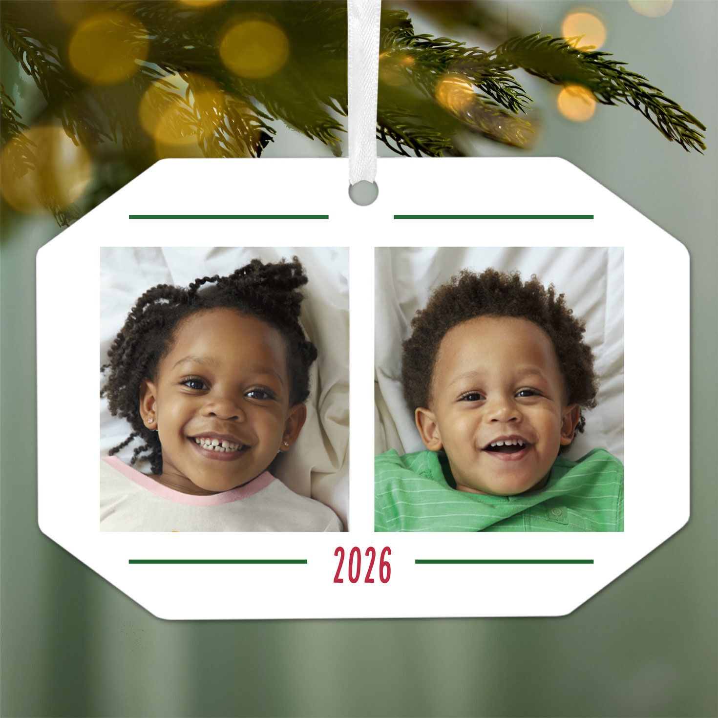 Two-Photo Metal Personalized Ornament, Custom Photo and Text for only USD 17.99 | Hallmark