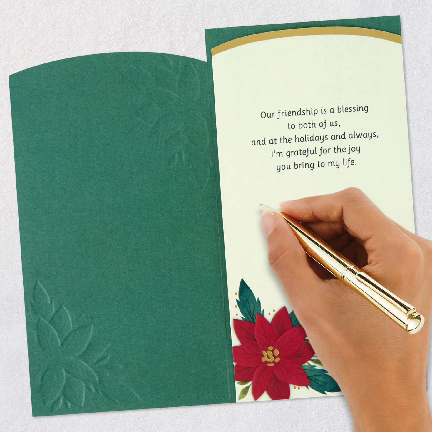 Poinsettia Flowers Friend Christmas Card Signing Card image number 8