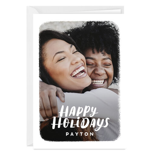 White Frame Folded Holiday Photo Card, 