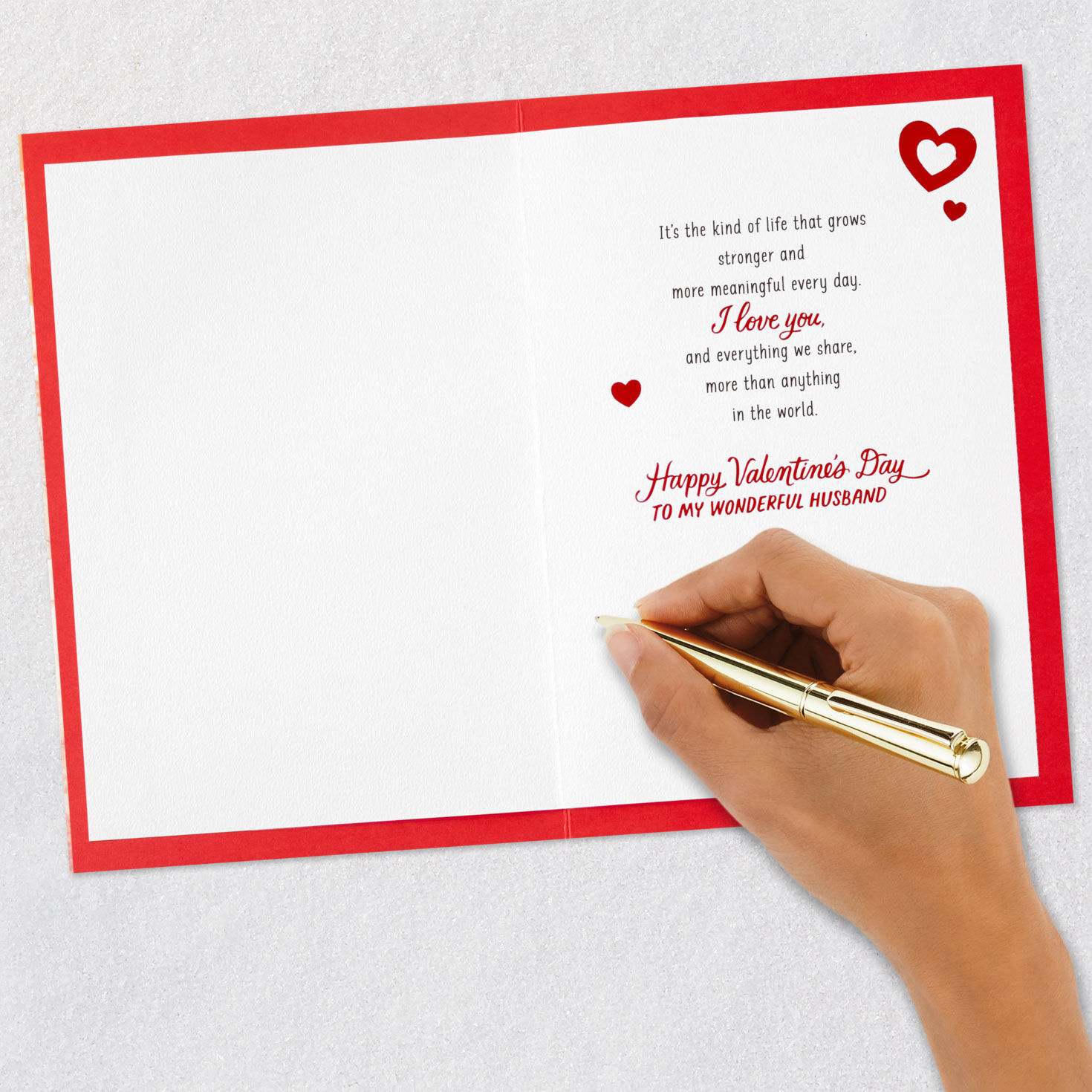 Couple on Stone Wall Husband Valentine's Day Card signing card image number 6