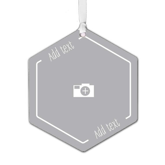 Design-Your-Own Hexagon Personalized Text and Photo Metal Ornament, , large image number 1