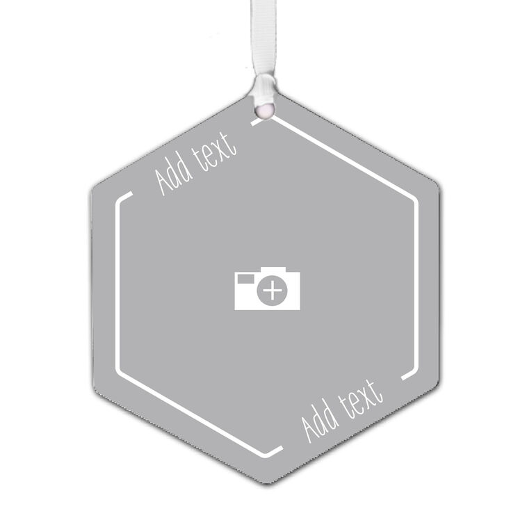 Design-Your-Own Hexagon Metal Personalized Ornament, Custom Photo and Text