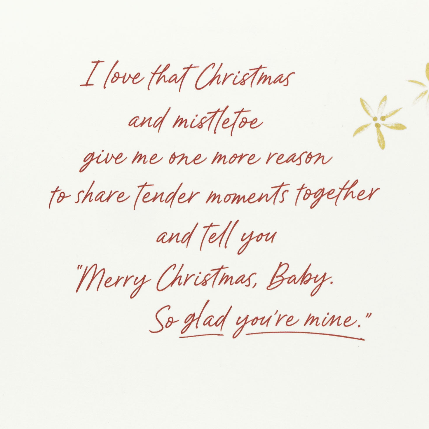 Burgundy Mistletoe Christmas Card for Husband or Wife Sentiment image number 2