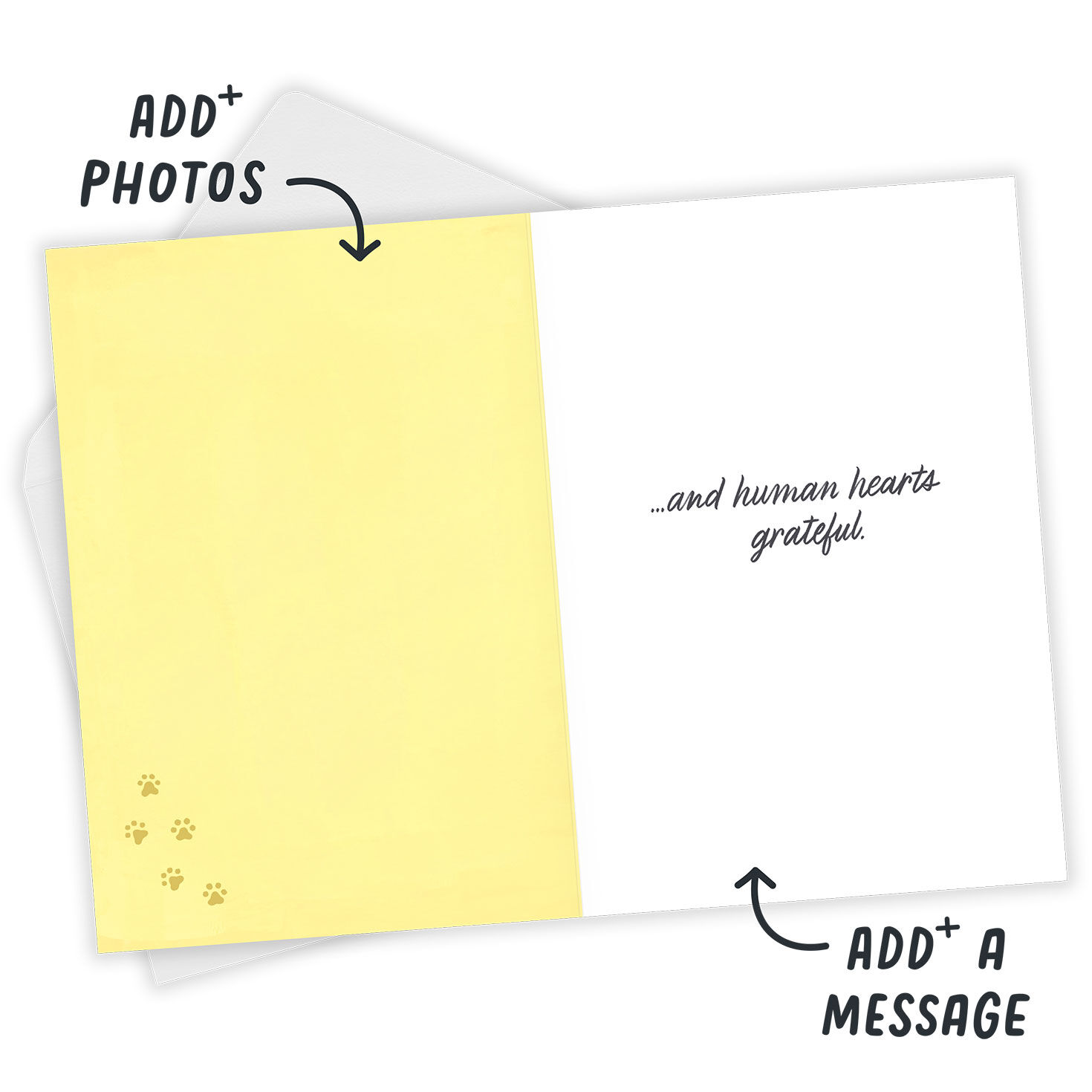 You Make Pet Hearts Happy Personalized Card Open Card with Envelope indicating personalization image number 3