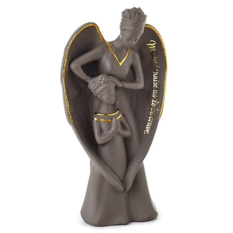 Mahogany Mother and Child Black Angel Figurine, 8.38", , large