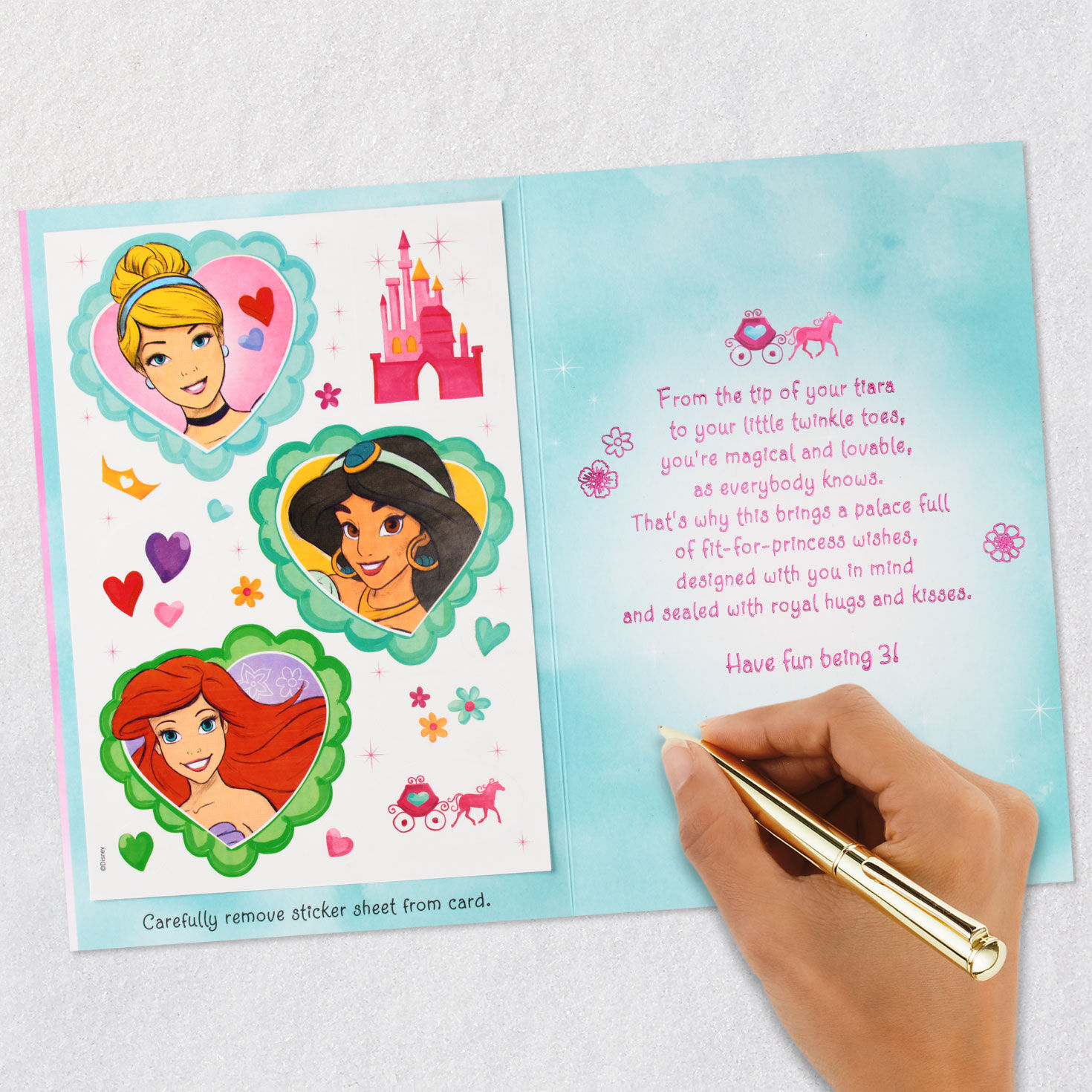 Disney Princesses Girls 3rd Birthday Card With Stickers signing card image number 7