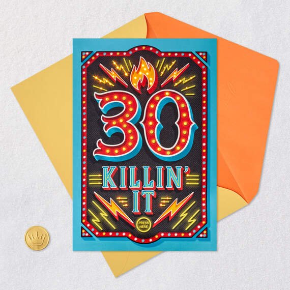 30 Killin' It Musical 30th Birthday Card With Light, , large image number 5