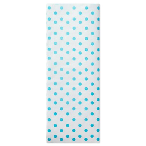Aqua Blue Polka Dots Tissue Paper, 4 sheets, 