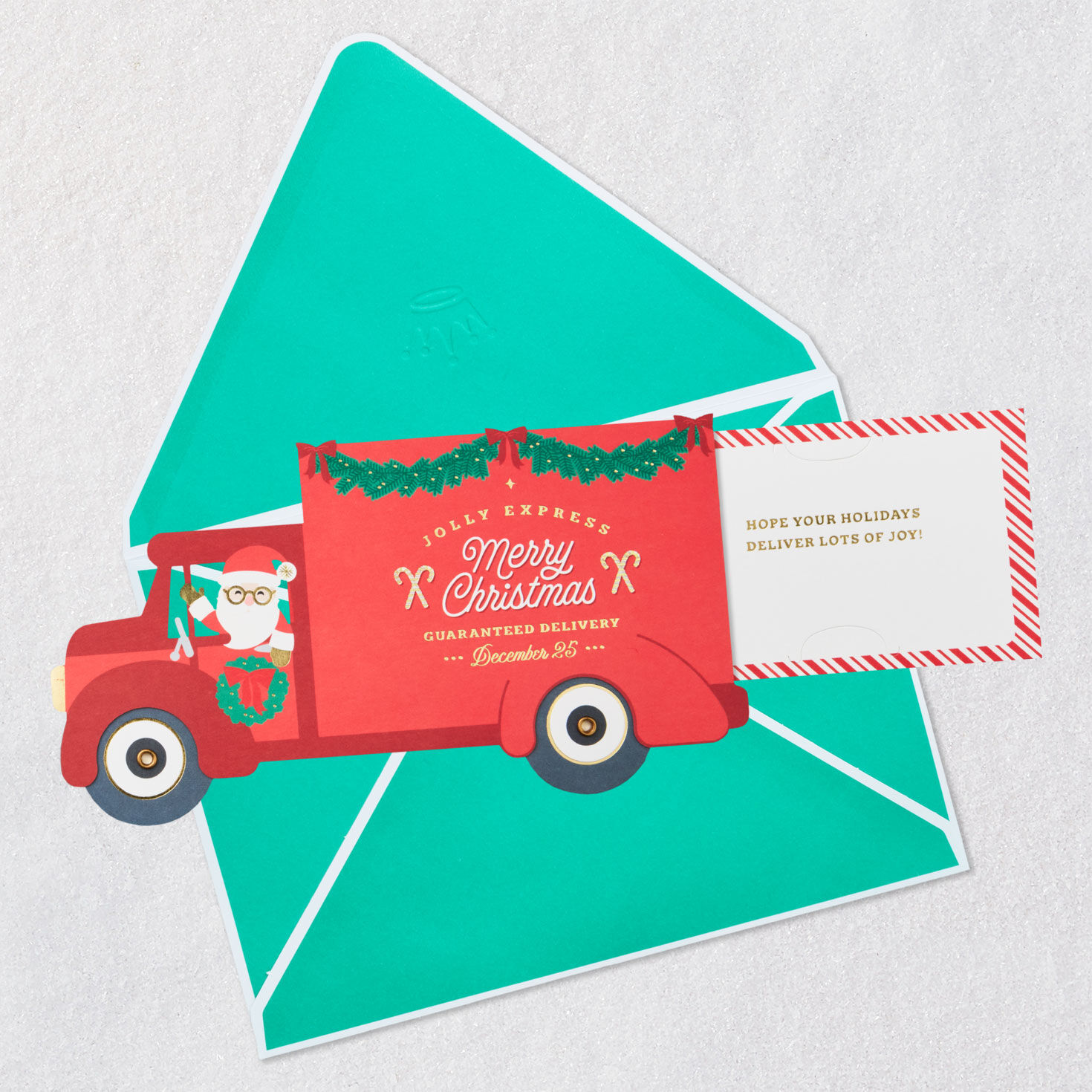 Christmas Truck Paper Craft Gift Card Holder Open card with envelope image number 4