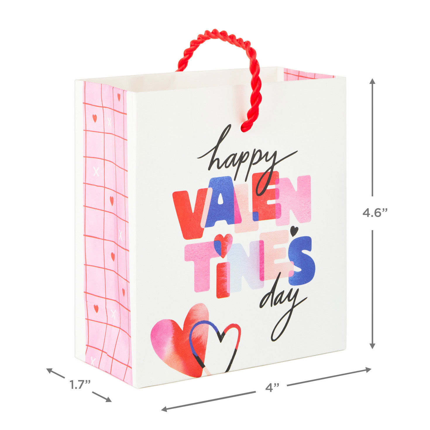4.6" Happy Valentine's Day on White Gift Card Holder Mini Bag, , large image number 3