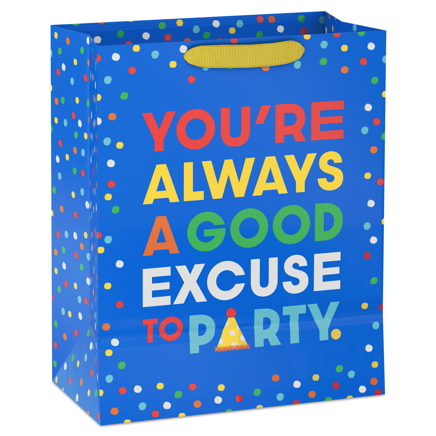 Colorful Lettering on Blue Large Gift Bag back image number 6