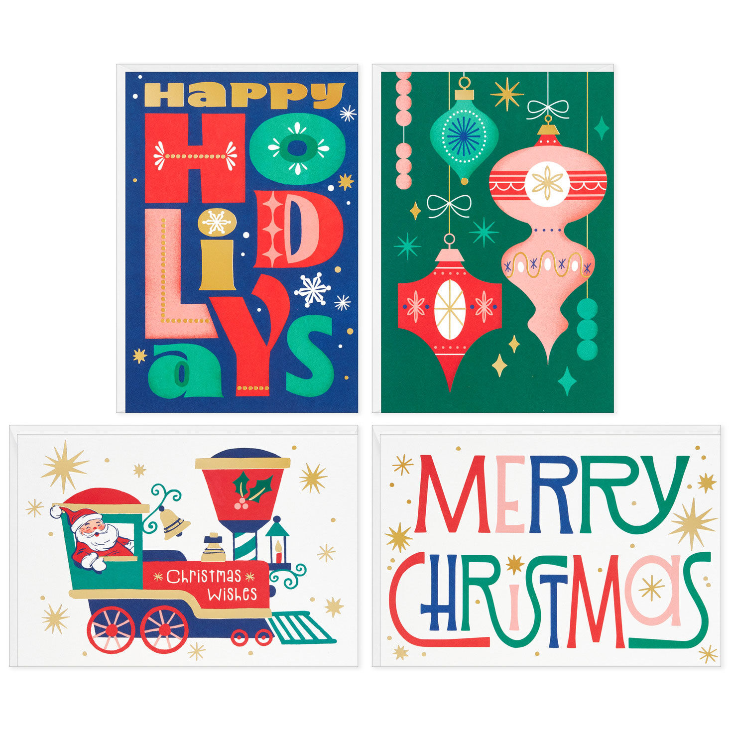 Retro Boxed Christmas Cards Bulk Assortment fronts image number 2