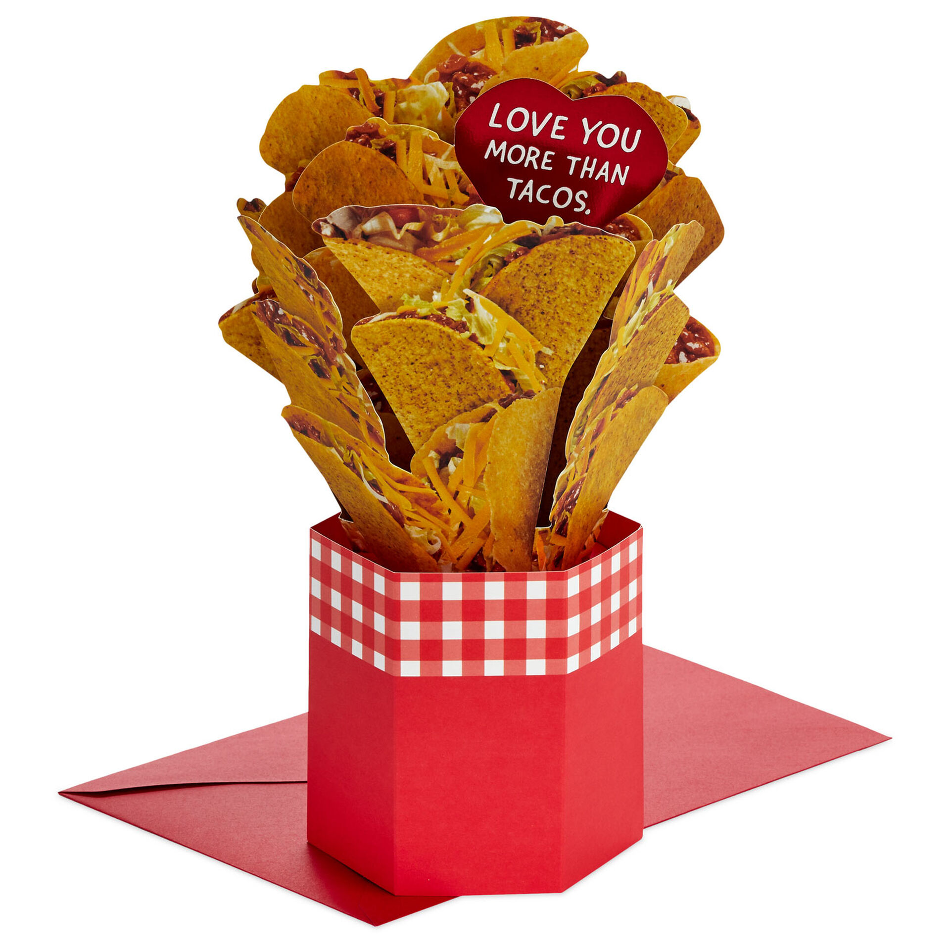 Love You More Than Tacos Funny 3D Pop Up Love Card Greeting Cards