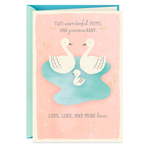 Moms-to-Be Swans Baby Shower Card, 