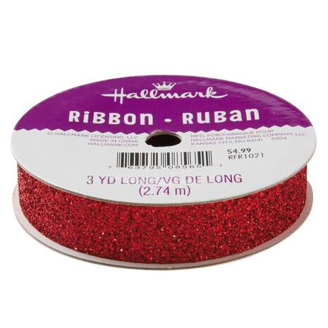 Red 5/8" Sparklet Ribbon, , large