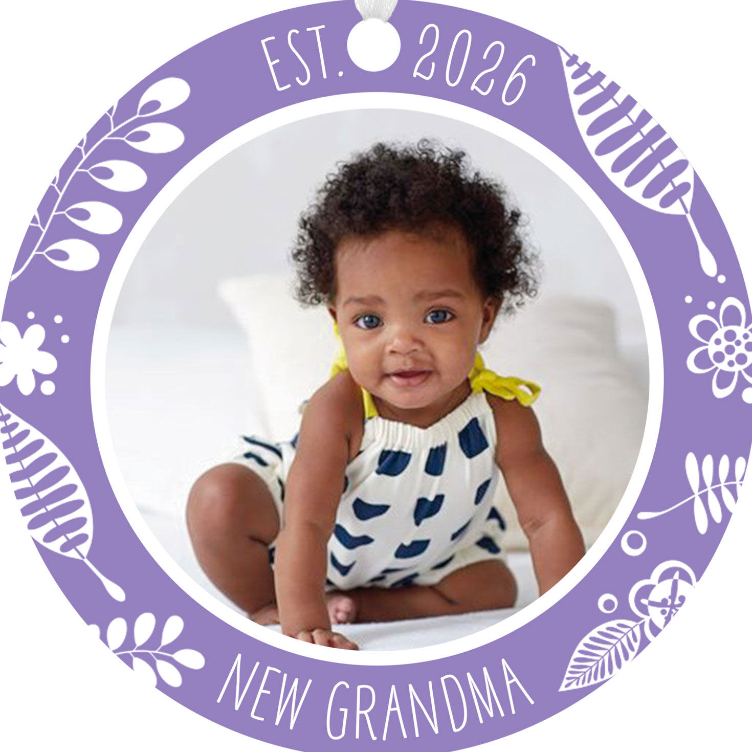 New Grandma Round Metal Personalized Ornament, Custom Photo and Text for only USD 17.99 | Hallmark