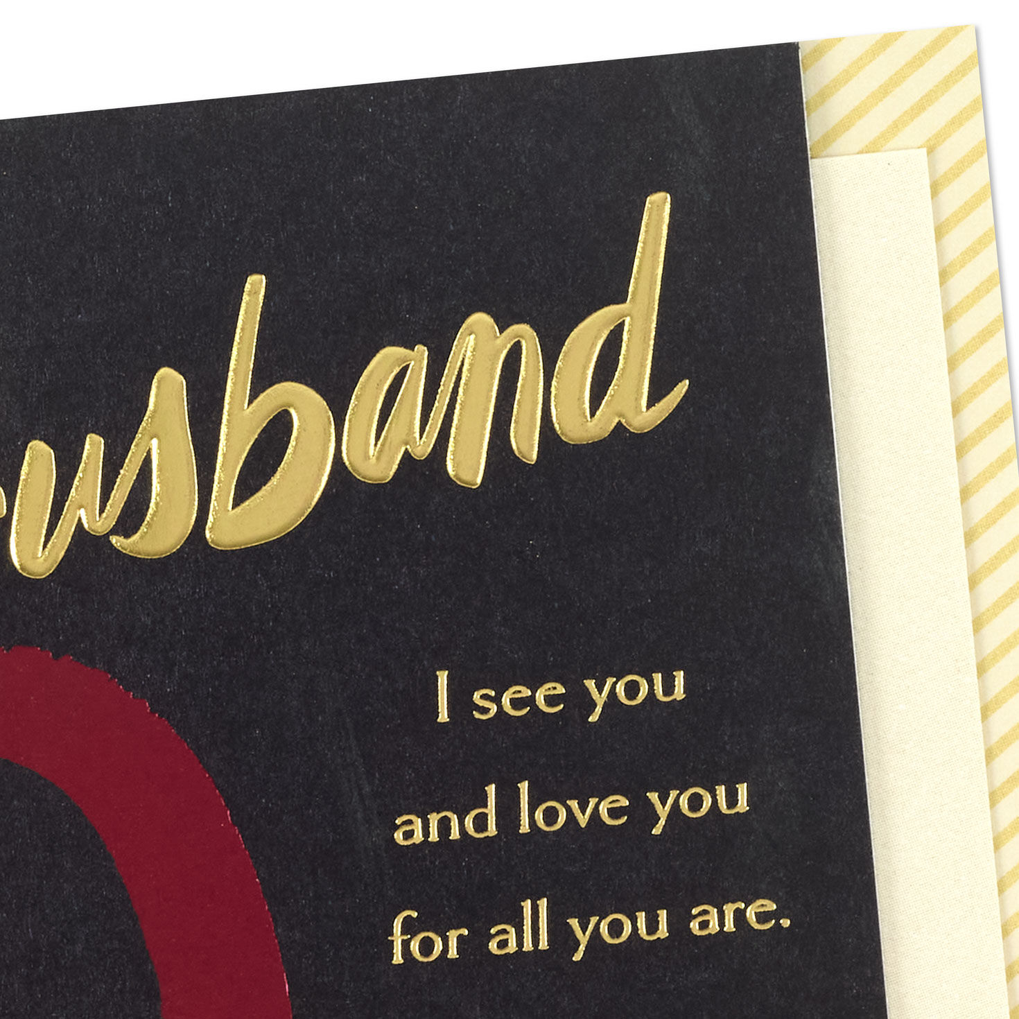 Hearts on Black Valentine's Day Card for Husband Card Front Detail image number 5