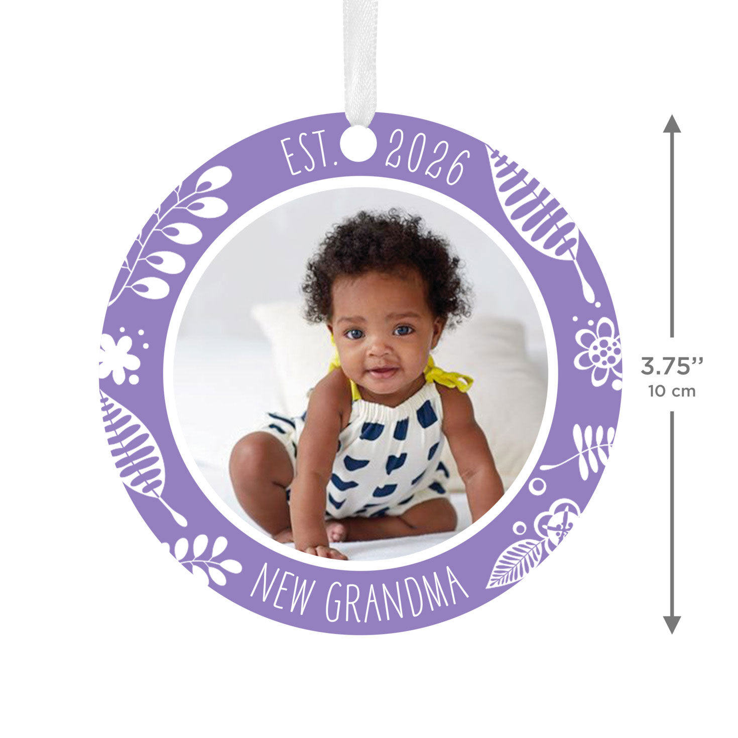 New Grandma Round Metal Personalized Ornament, Custom Photo and Text for only USD 17.99 | Hallmark