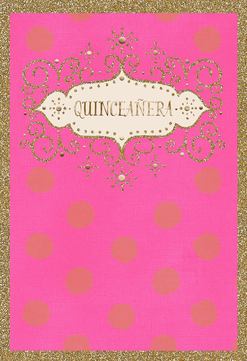 Glitter and Glow Spanish-Language Quinceañera Card