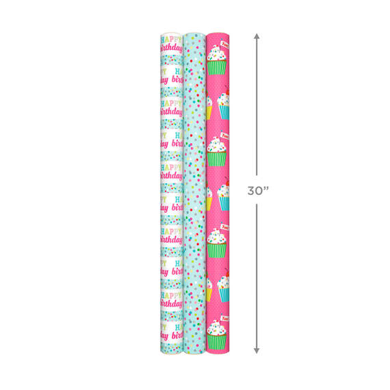 Sweet Birthday 3-Pack Reversible Wrapping Paper, 75 sq. ft. total, , large image number 7