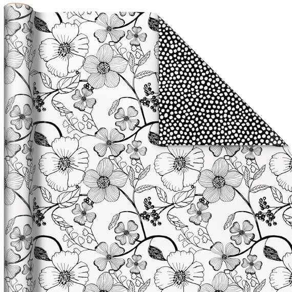 Black and White Prints 3-Pack Reversible Wrapping Paper, 75 sq. ft. total, , large image number 5