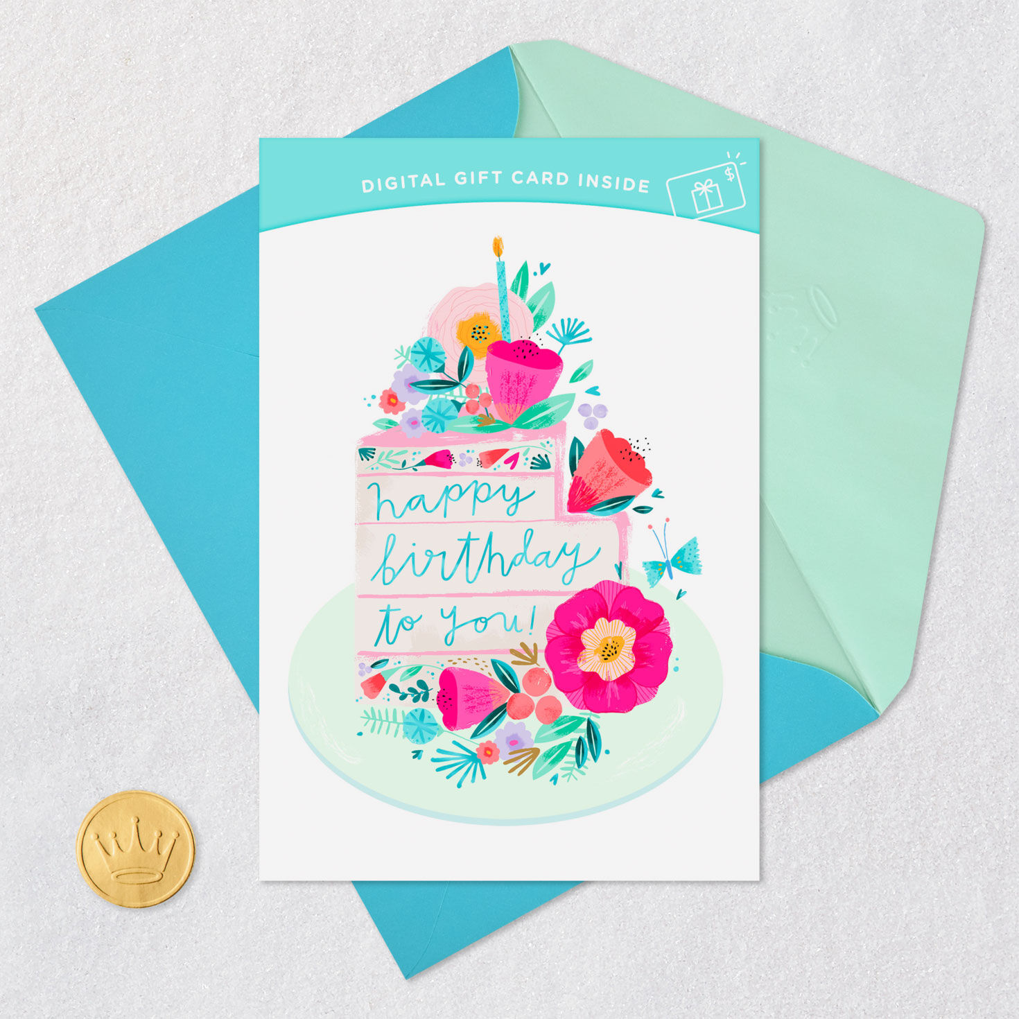 Lucky to Know You Cake and Flowers Gift Card Greeting Birthday Card for only USD 4.99 | Hallmark