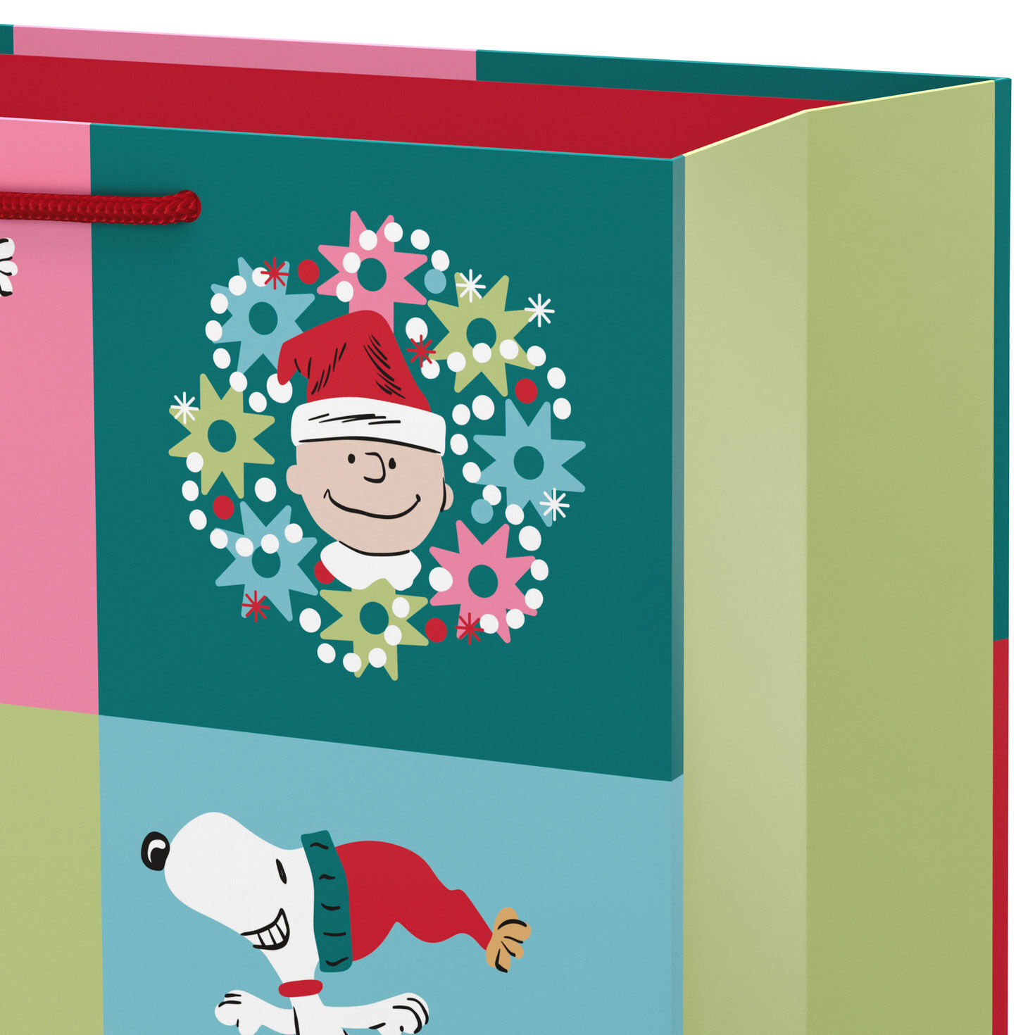 Peanuts Gang on Grid  XL Holiday Gift Bag Handle detail image number 4