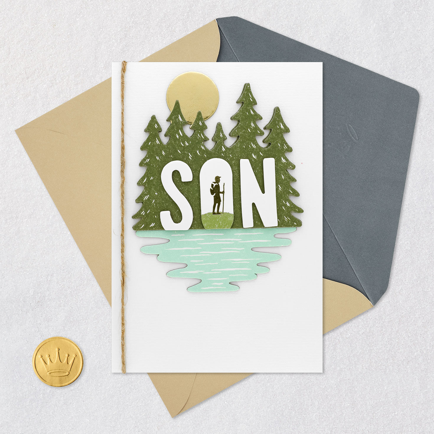 Adventure and Woods Father's Day Card Card Front with Envelope and Gold Seal image number 6