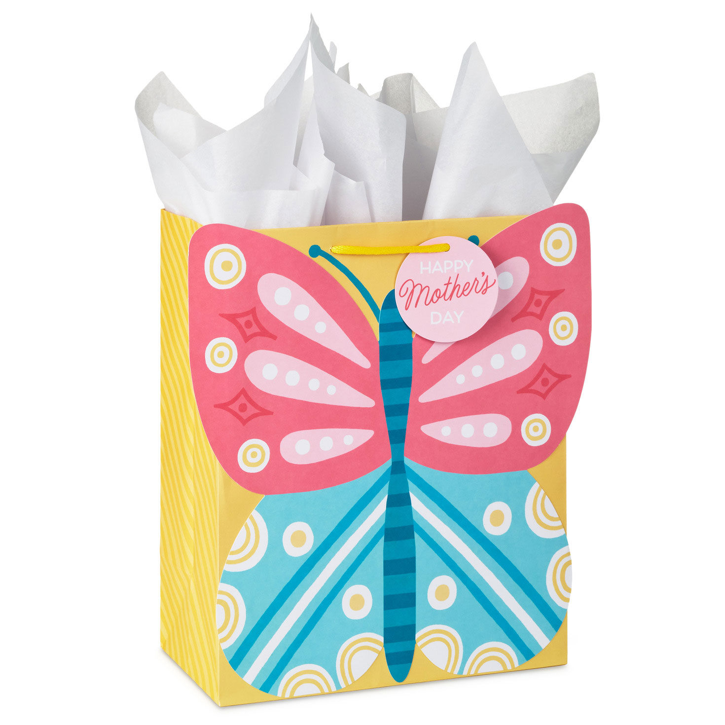 13" Colorful Butterfly Large Mother's Day Gift Bag With Tissue Paper
