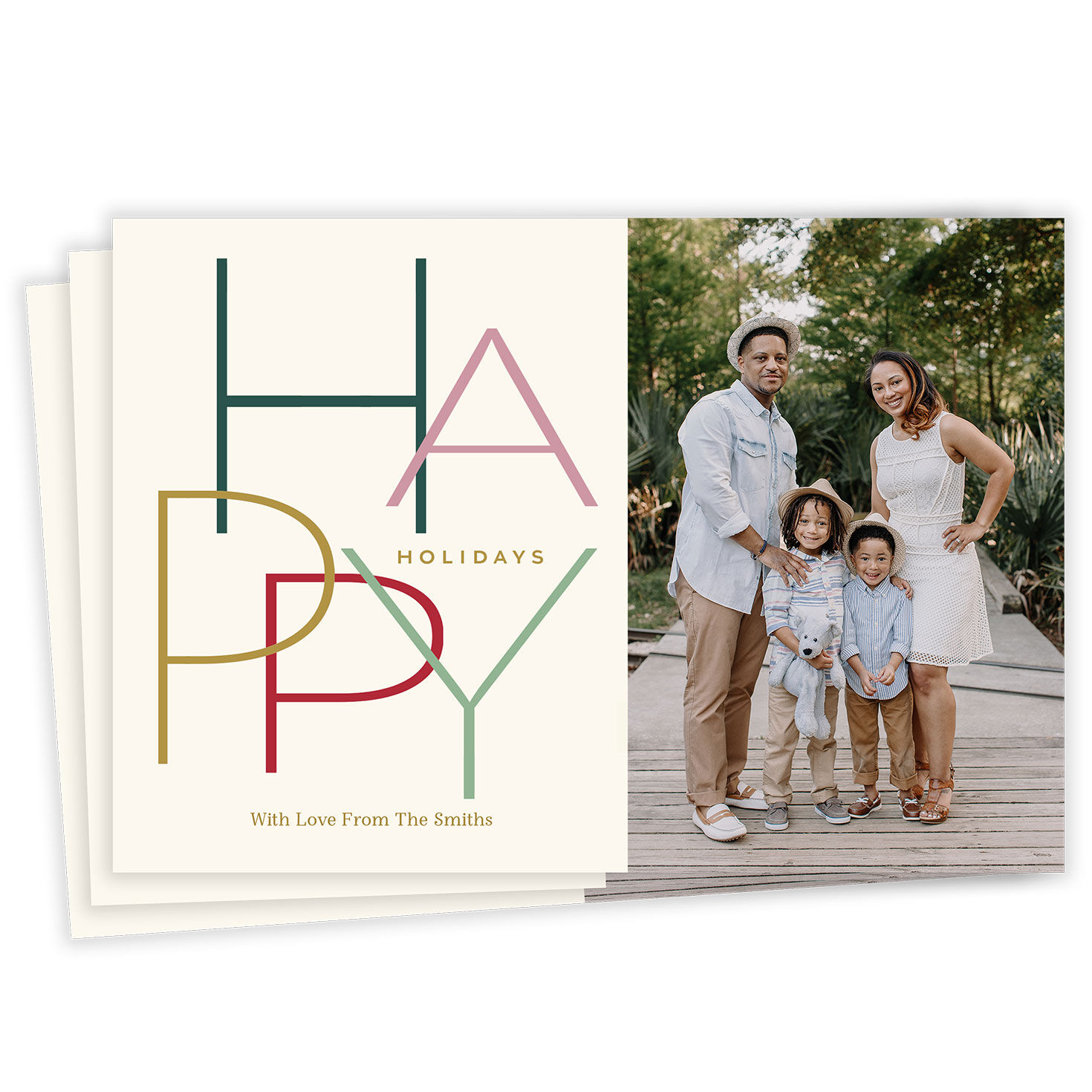 Modern Minimal Happy Flat Holiday Photo Card