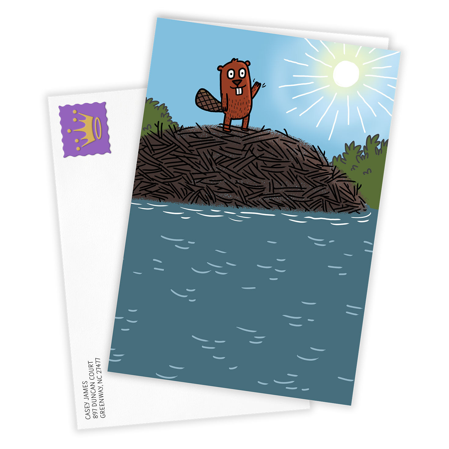 Beaver On Dam Personalized Father's Day Card Card Front with Envelope image number 2