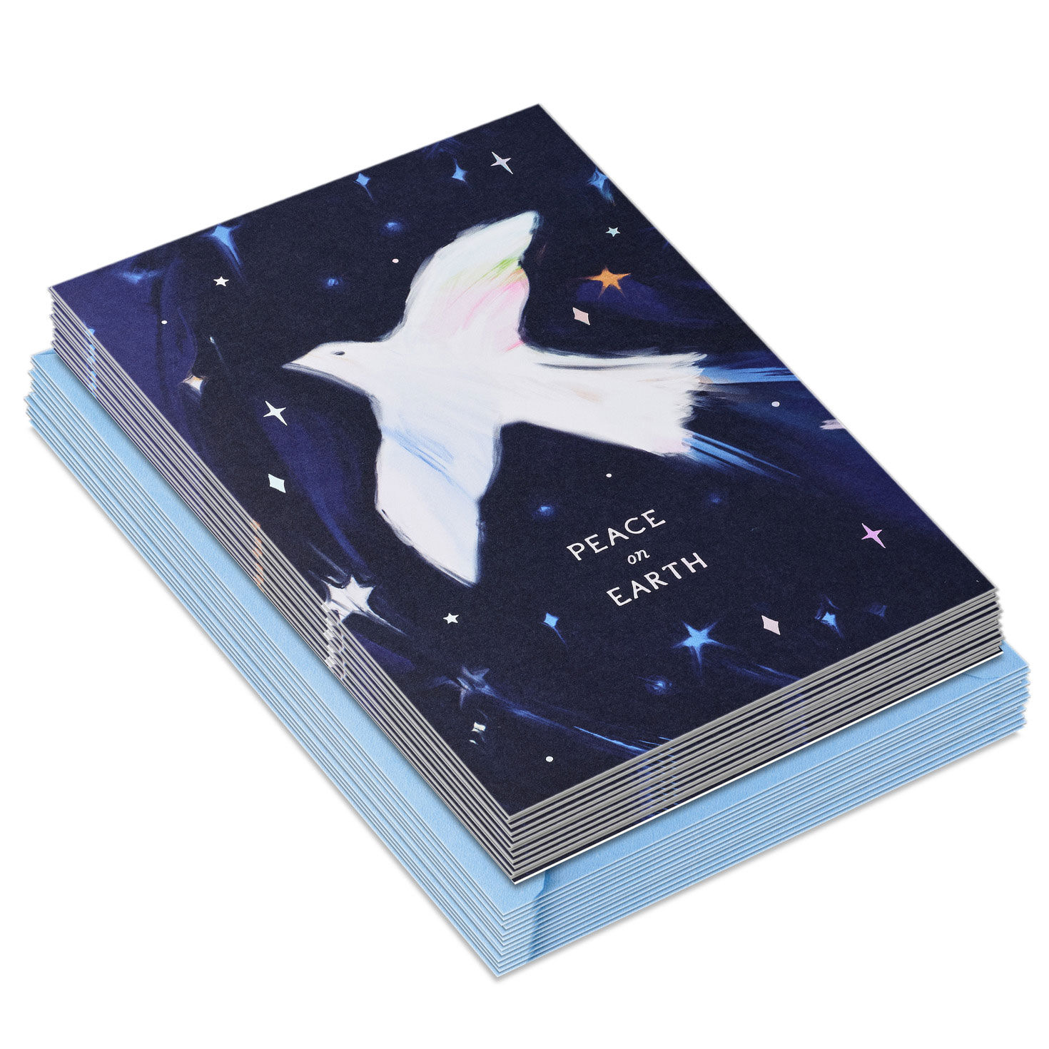 Dove and Stars Boxed Christmas Card Pack stacked front image number 2