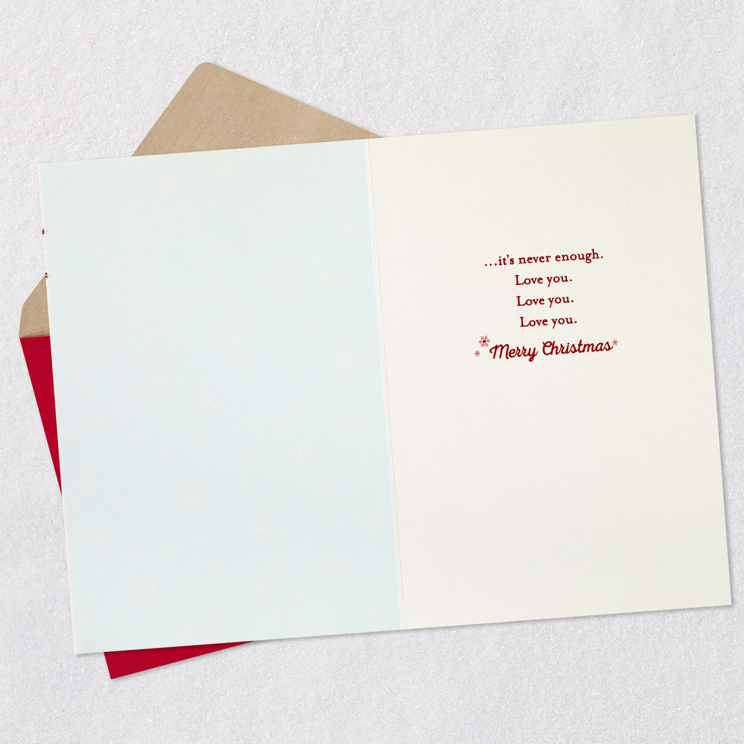 Snowy Wreath and Cardinals Daughter Christmas Card Open card with envelope image number 3