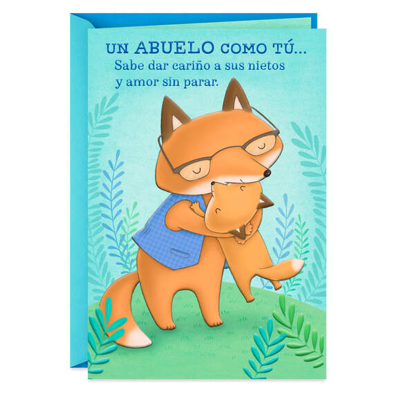 Foxes Hugging Spanish-Language Father's Day Card for Grandpa