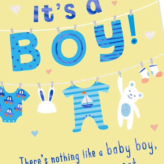 Cute Clothesline New Baby Boy Card, , large image number 4
