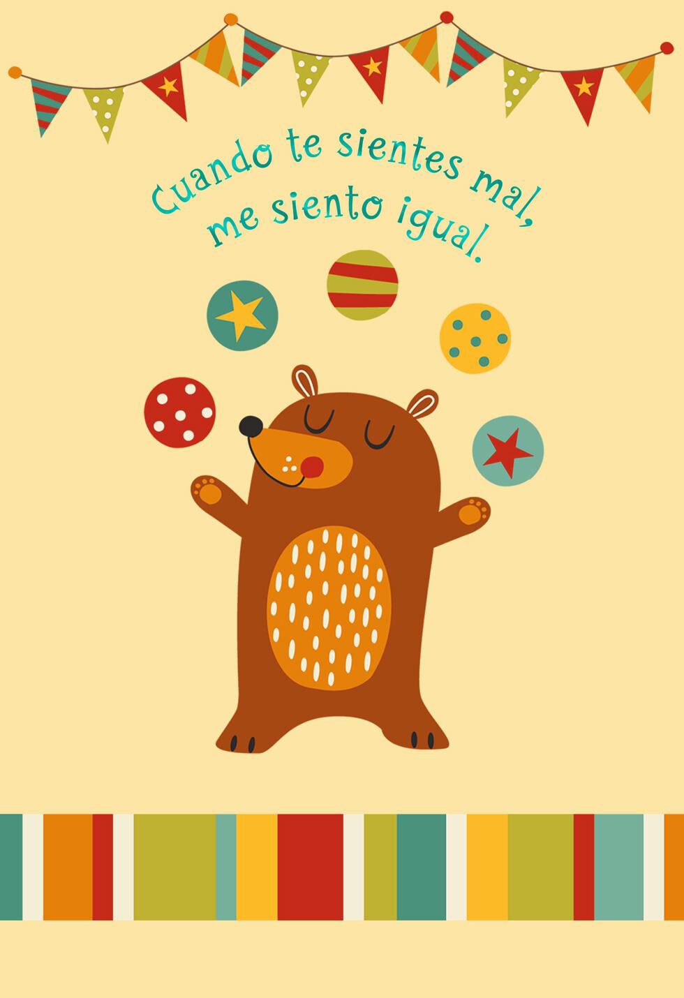 Juggling Bear Spanish-Language Get Well Card