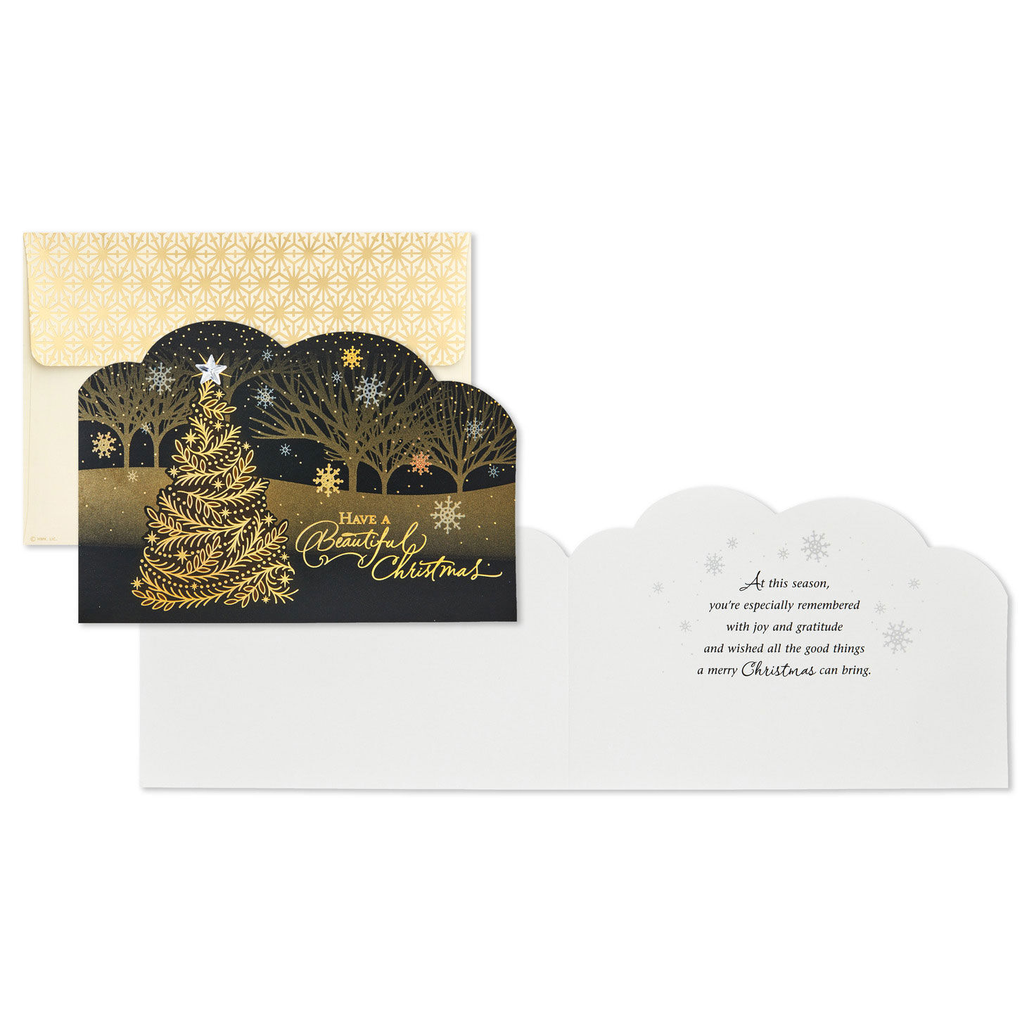 Elegant Tree on Black Boxed Christmas Cards, Pack of 16, , large image number 3